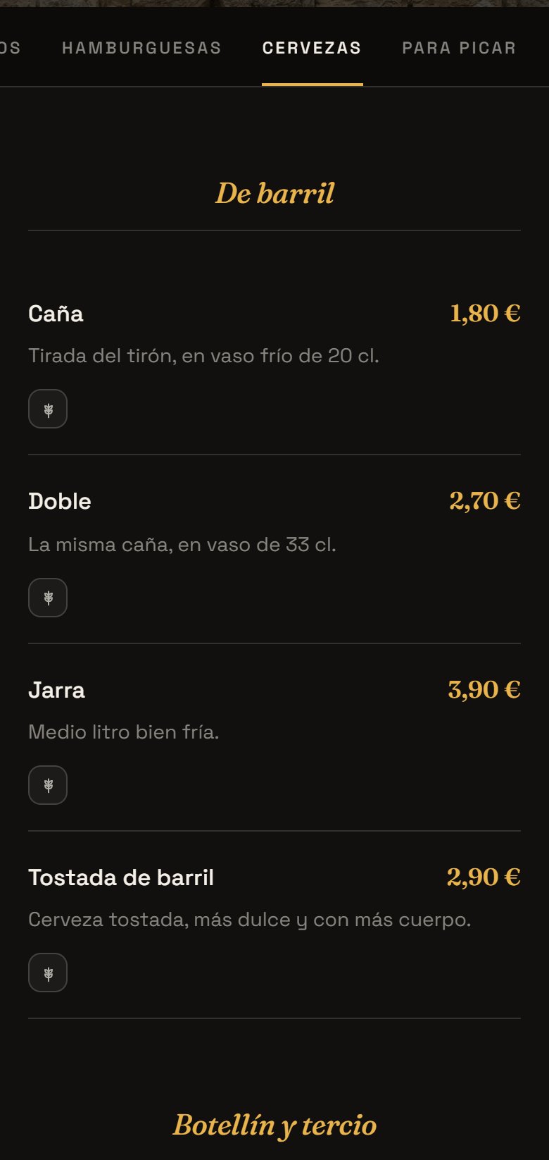 Carta de cervezas de la plantilla 1