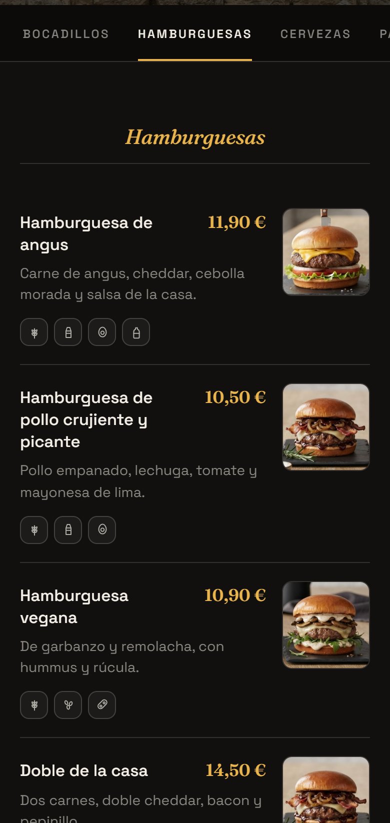 Carta de hamburguesas de la plantilla 1