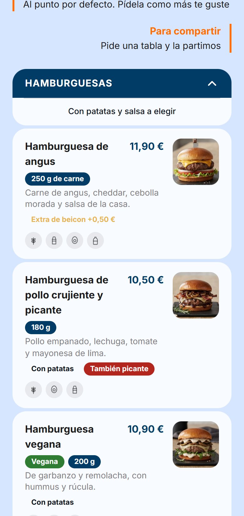Carta de hamburguesas de la plantilla 2